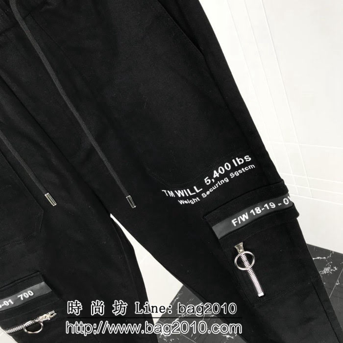 OFF-white獨家 彈力牛仔 拼皮刺繡字母 微垮版型 休閒褲 ydi1997